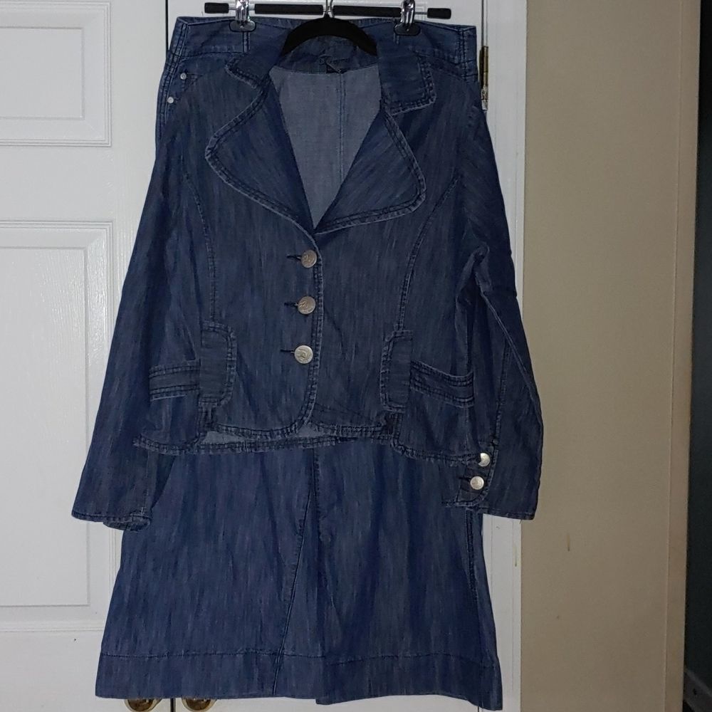Drama  jean denium jacket and wide leg jean set  NWOT
